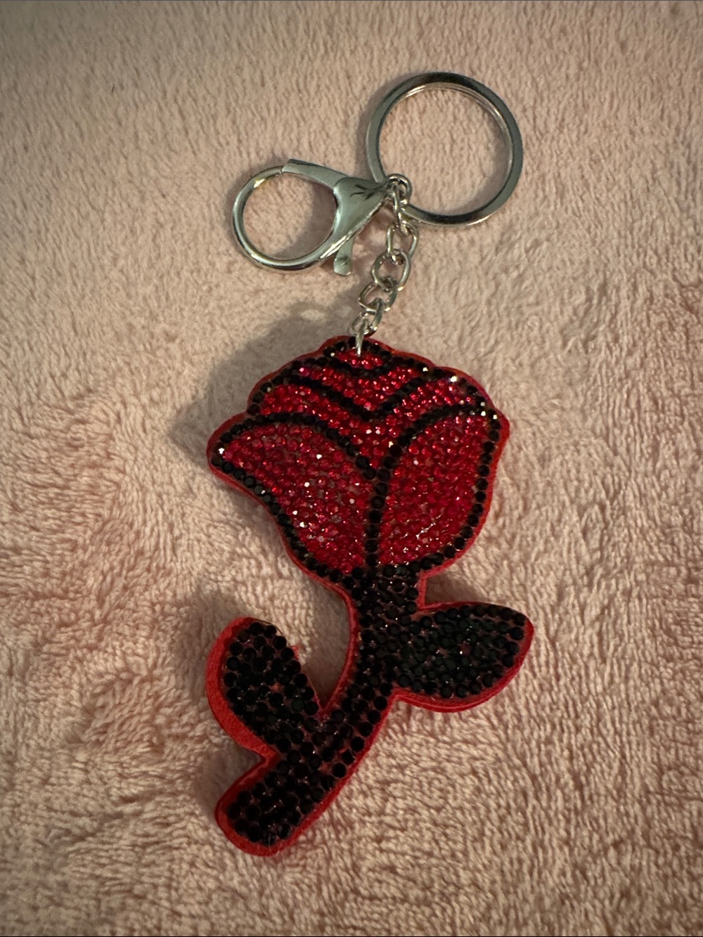 Red Crystal Rose Keychain - Women's Accessories